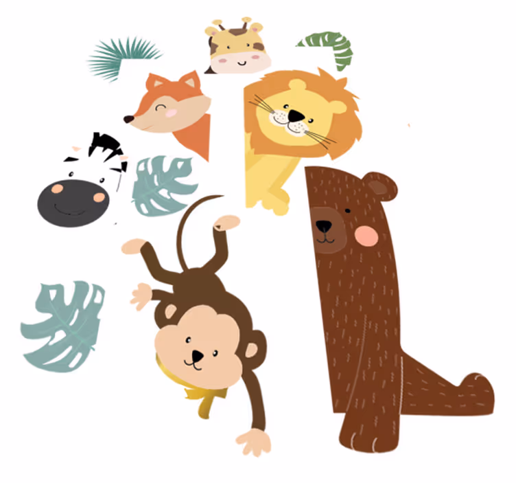 Tappeto vinile per bambini animali alla porta - TenStickers