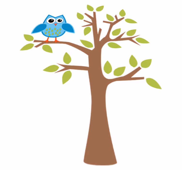 Tappeto vinile per bambini albero con gufo blu - TenStickers