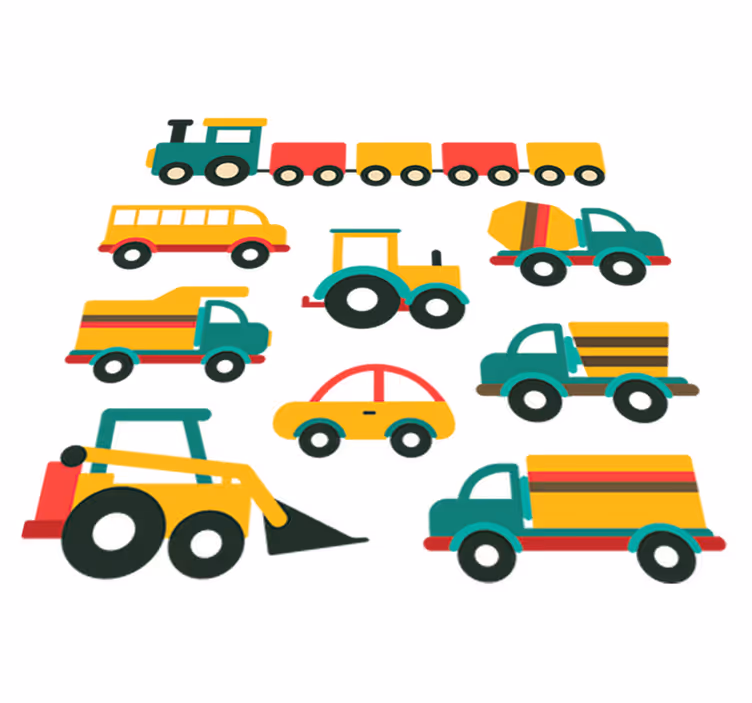 Tappeto vinile per bambini veicoli colorati - TenStickers