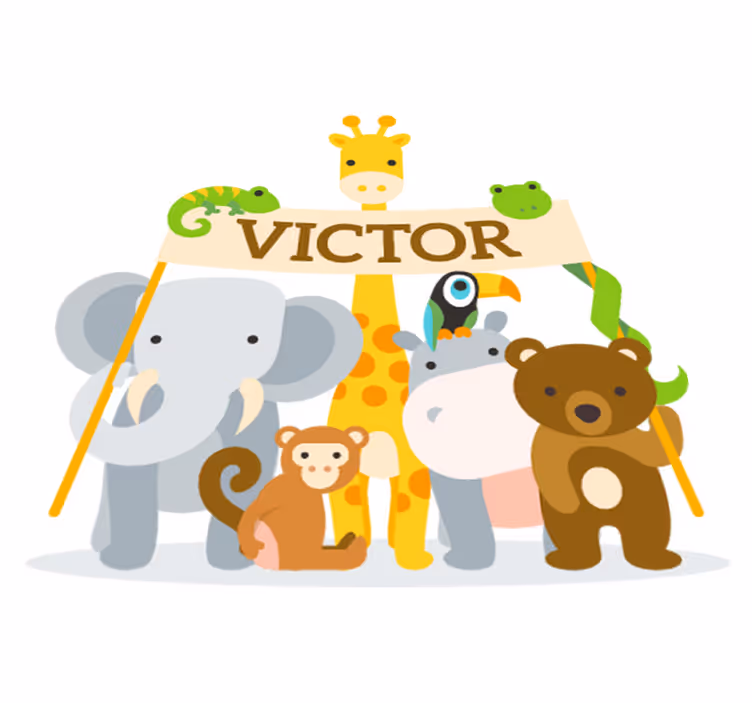 Tappeto vinile per bambini animali accoglienti con nome - TenStickers