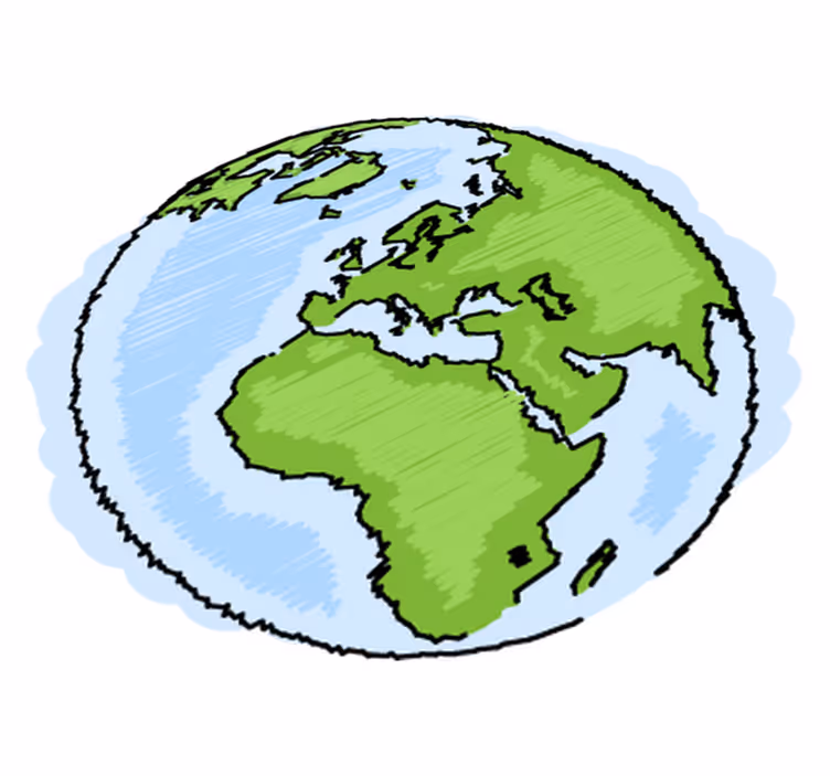 Tappeto vinile per bambini mappa del mondo verde e blu - TenStickers