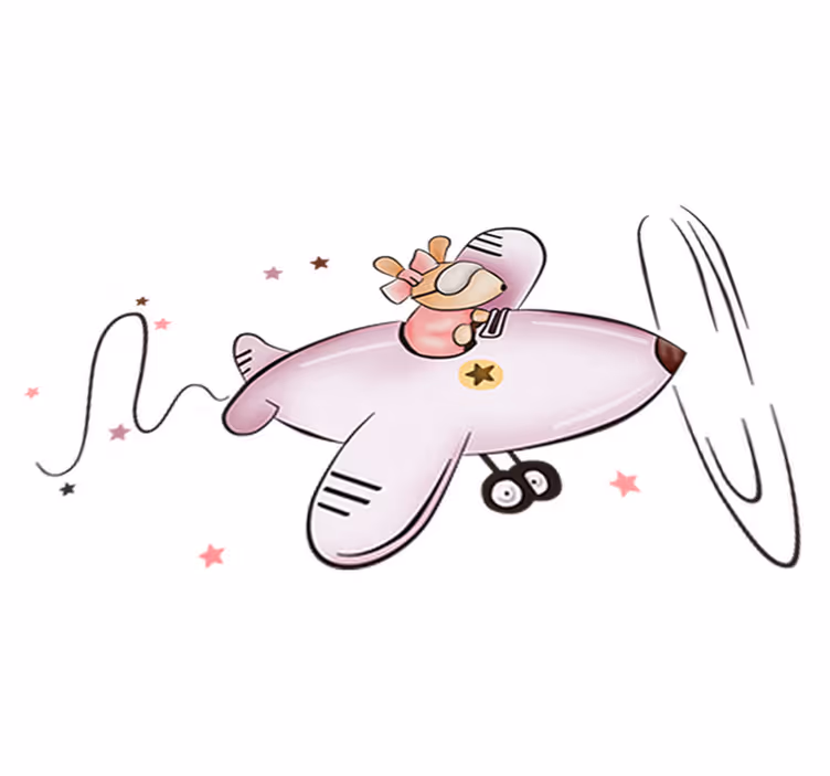 Tappeto vinile per bambini topino in aereo - TenStickers