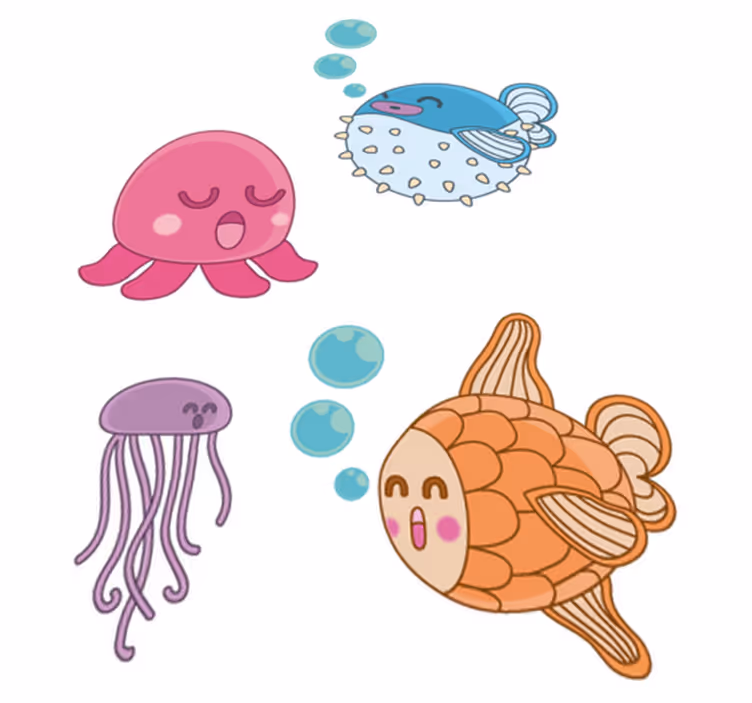Tappeto vinile per bambini illustrazione pesci - TenStickers