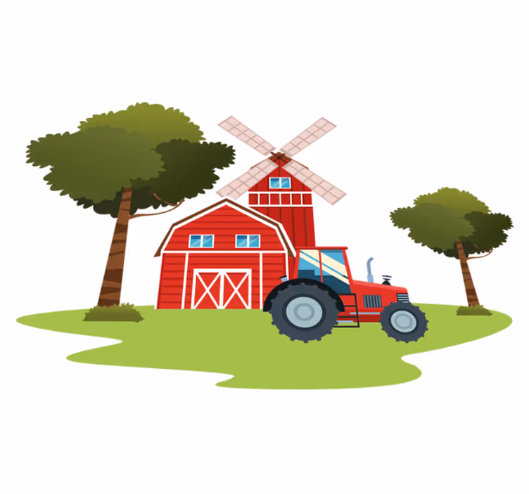 Tappeto vinile per bambini trattori e alberi - TenStickers