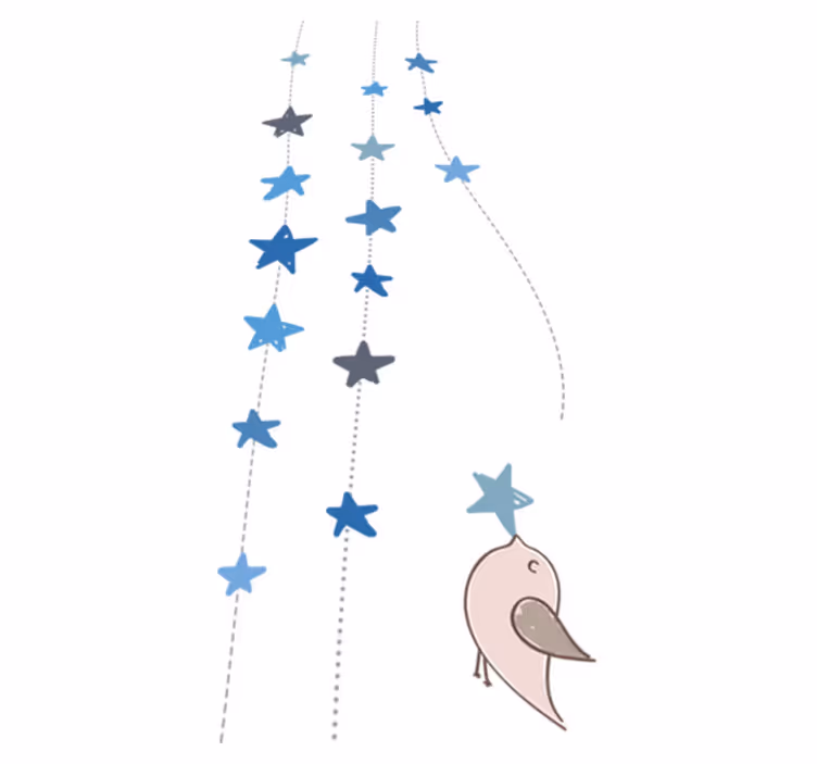Tappeto vinile per bambini stelle blu e uccellino - TenStickers