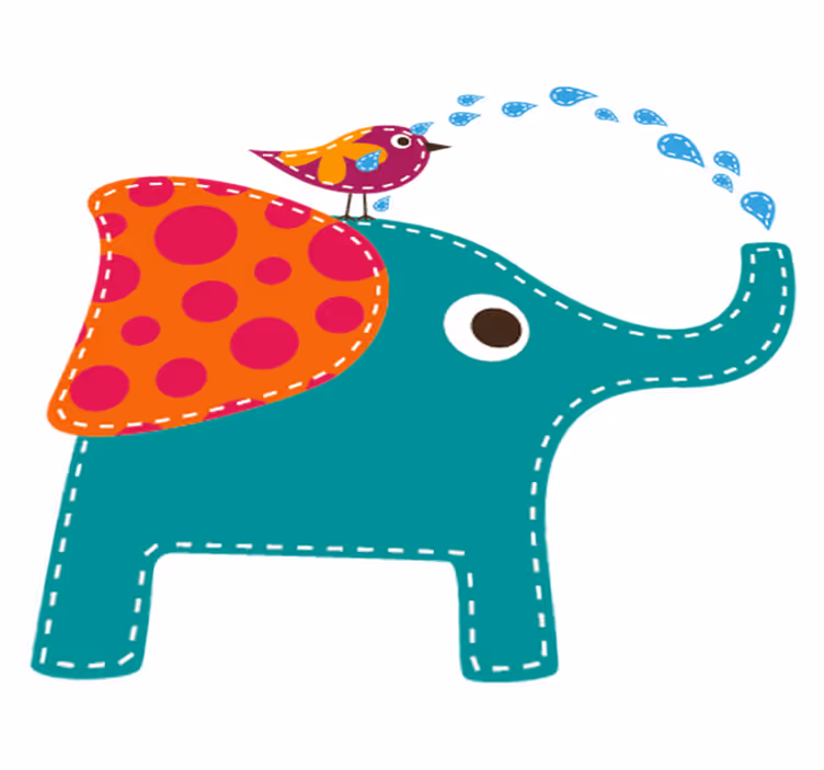 Tappeto vinile per bambini elefante che fa il bagno - TenStickers
