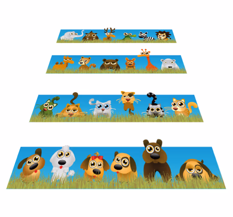 Tappeto vinile per bambini righe con animali - TenStickers
