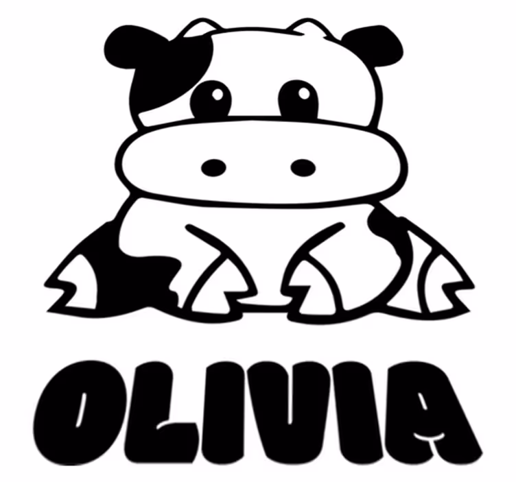 Tappeto vinile per bambini mucca bianca e nera con nome - TenStickers