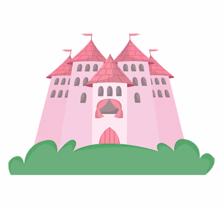 Tappeto vinile per bambini castello rosa - TenStickers