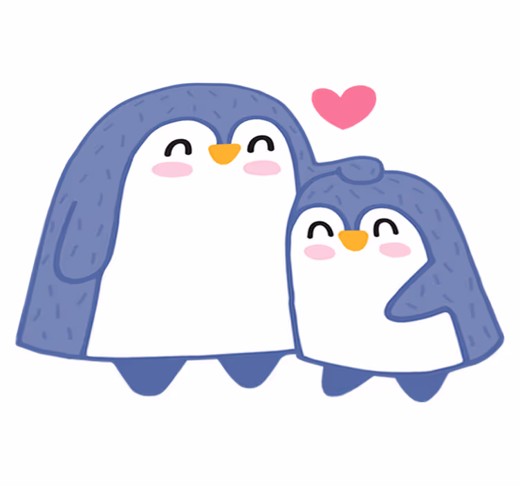 Tappeto vinile per bambini mamma e cucciolo di pinguino - TenStickers