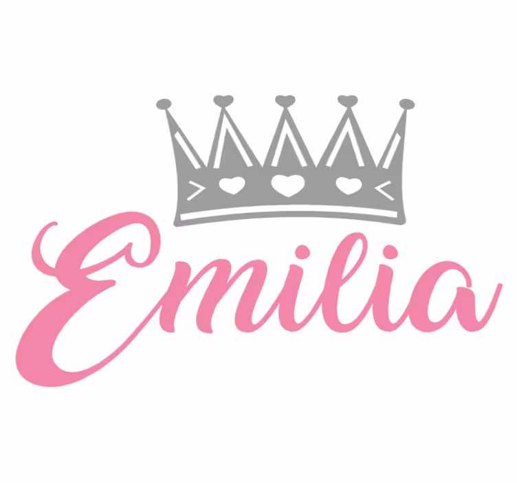 Tappeto vinile per bambini corona argento con nome rosa - TenStickers