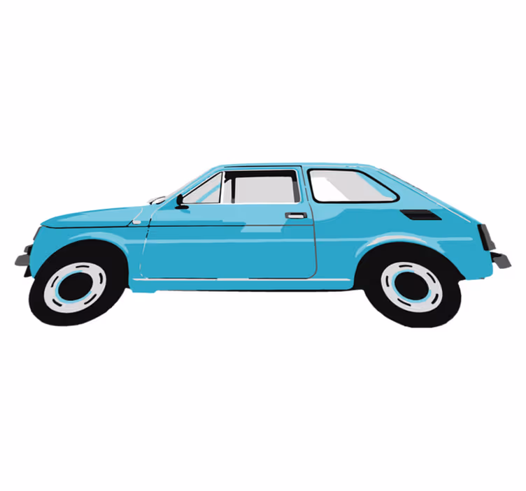 Tappeto vinile per bambini auto vintage blu - TenStickers