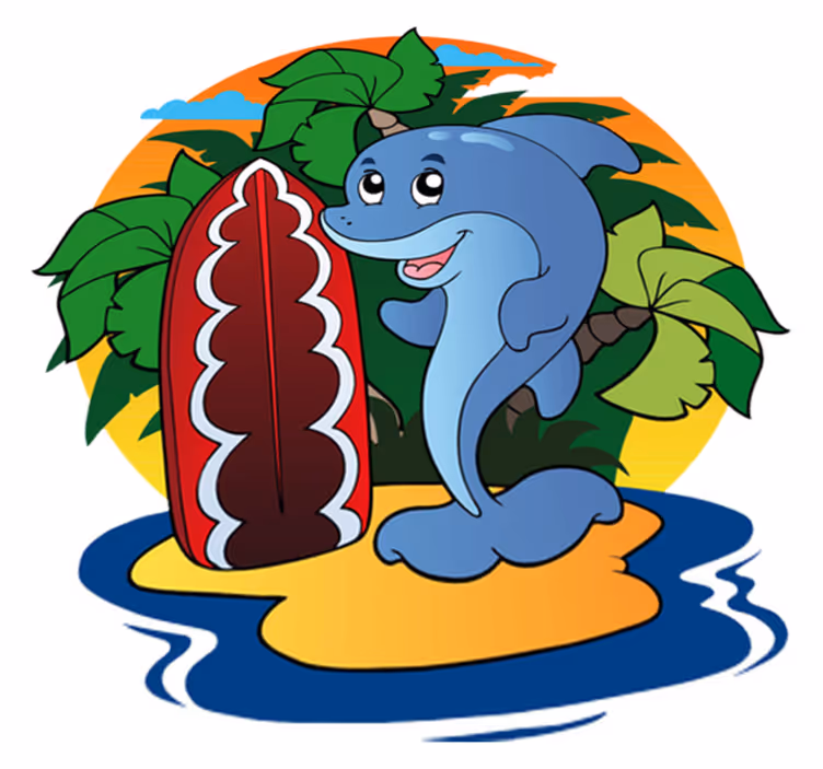 Tappeto vinile per bambini delfino surfista - TenStickers