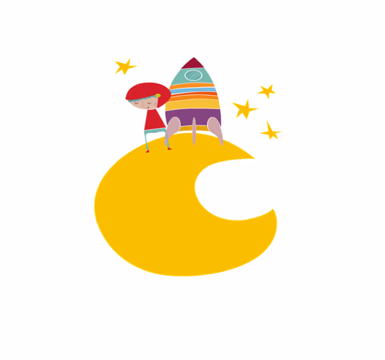 Tappeto vinile per bambini razzo sulla luna - TenStickers