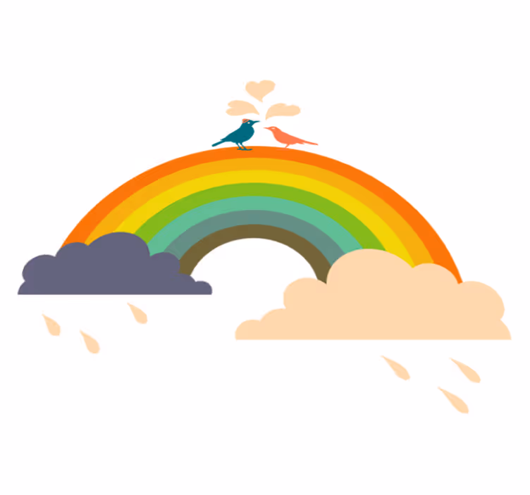 Tappeto vinile per bambini uccelli sull'arcobaleno - TenStickers