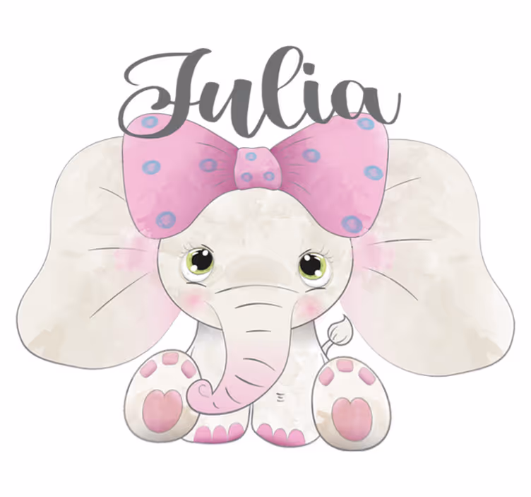 Tappeto vinile per bambini elefante con cucciolo e nome - TenStickers