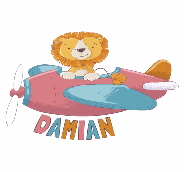 Tappeto vinile per bambini leone con nome - TenStickers