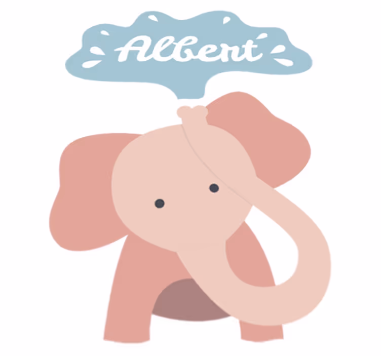 Tappeto vinile per bambini elefantino con nome - TenStickers