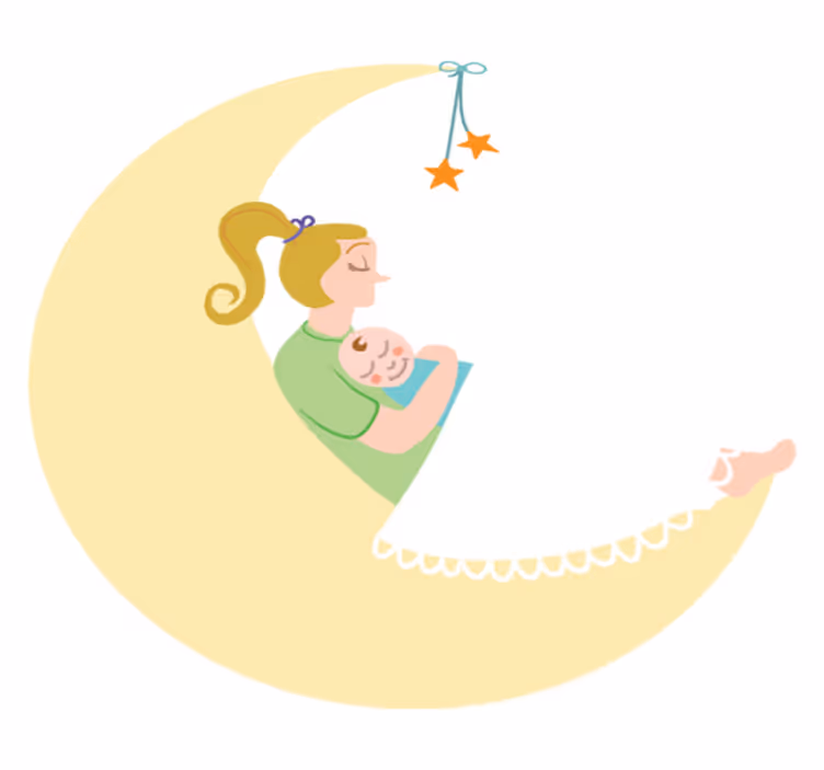 Tappeto vinile per bambini mamma e bimbo sulla luna - TenStickers