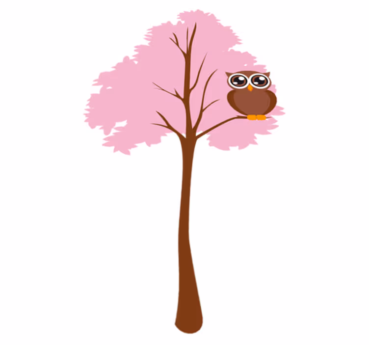 Tappeto vinile per bambini albero rosa con gufo - TenStickers