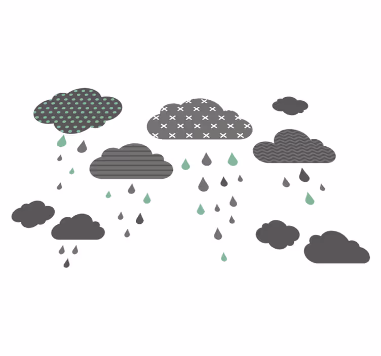 Tappeto vinile per bambini nuvole grigie piovose - TenStickers