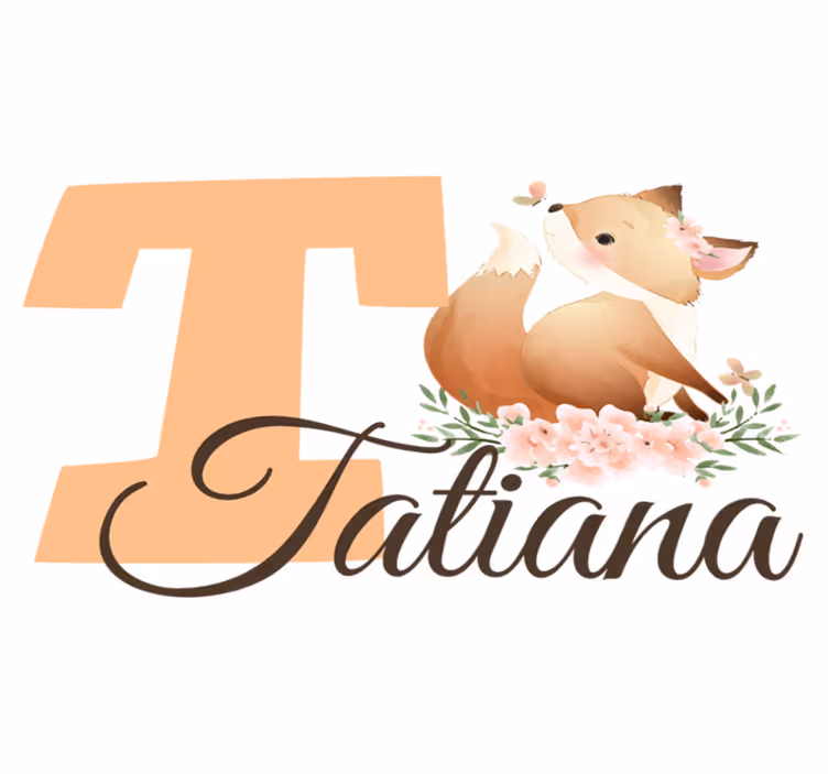 Tappeto vinile per bambini volpe carina con nome - TenStickers