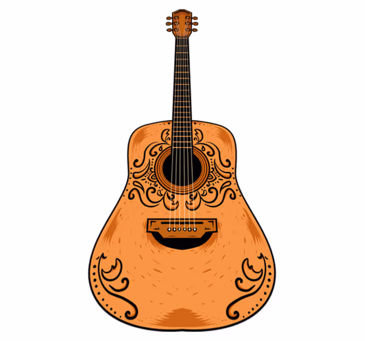 Tappeto vinile camera da letto chitarra arancione - TenStickers