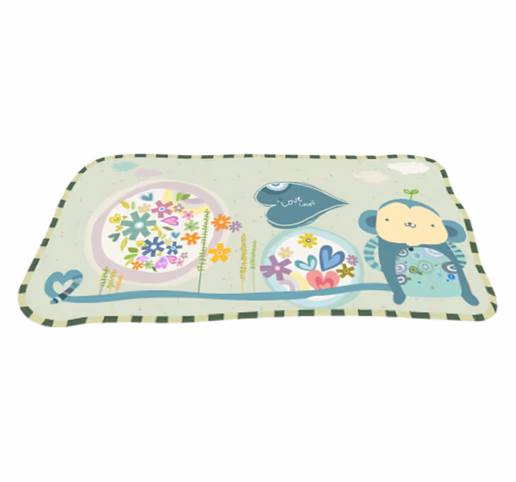 Tappeto vinile per bambini scimmia incorniciata - TenStickers