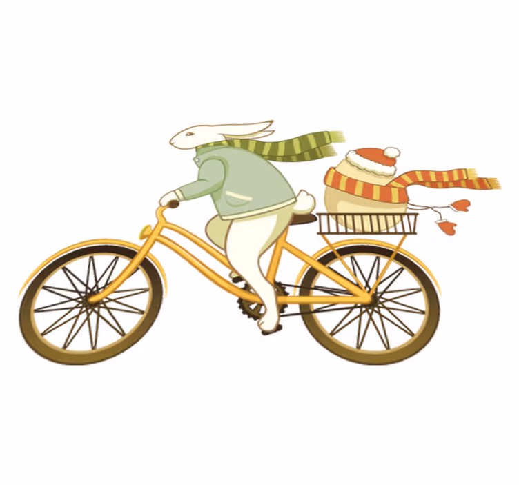 Tappeto vinile per bambini con coniglio pasquale in bici - TenStickers