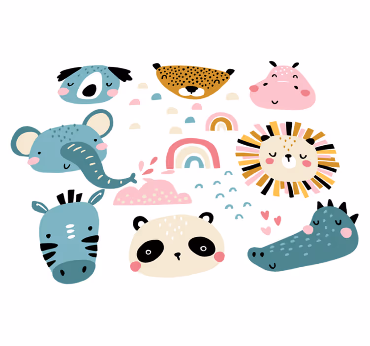 Tappeto vinile per bambini animali piccoli stile nordico - TenStickers