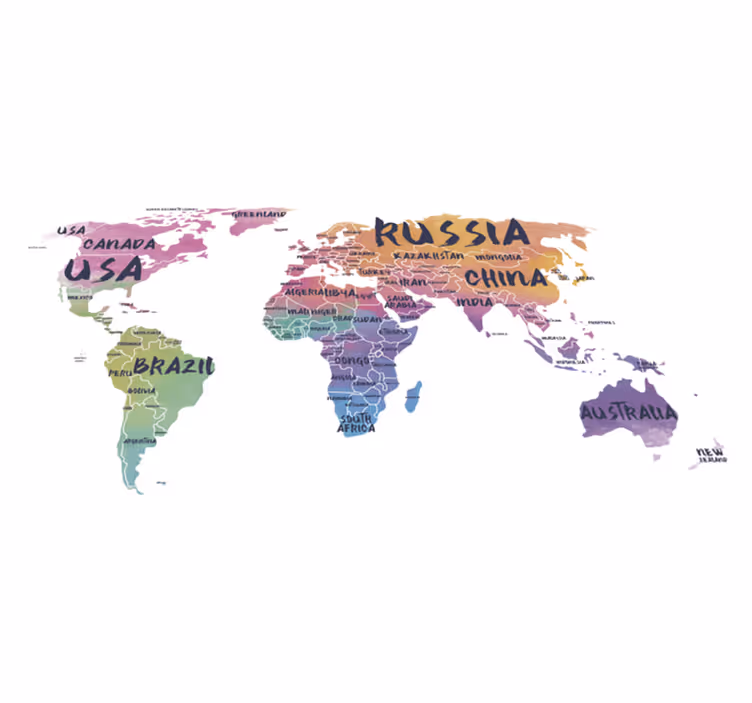 Tappeto vinile mappamondo adesivo lettere mappa - TenStickers