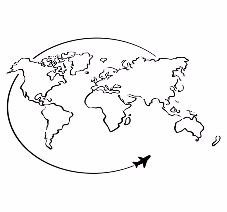 Tappeto vinile mappamondo circolo aereo - TenStickers