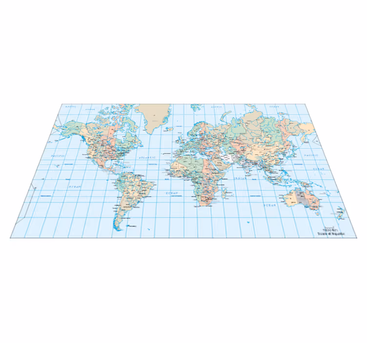 Tappeto vinile mappamondo orario inglese - TenStickers