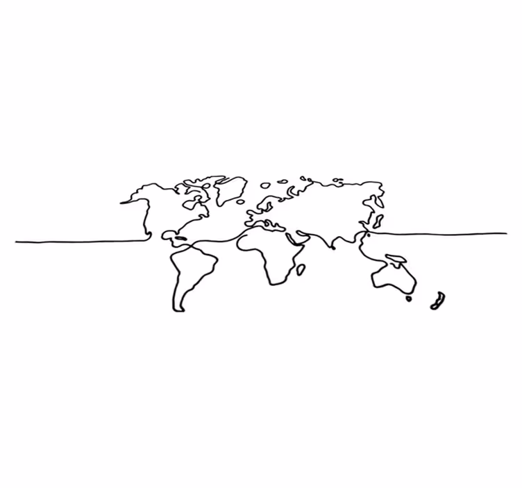 Tappeto vinile mappamondo arte lineare mondo - TenStickers