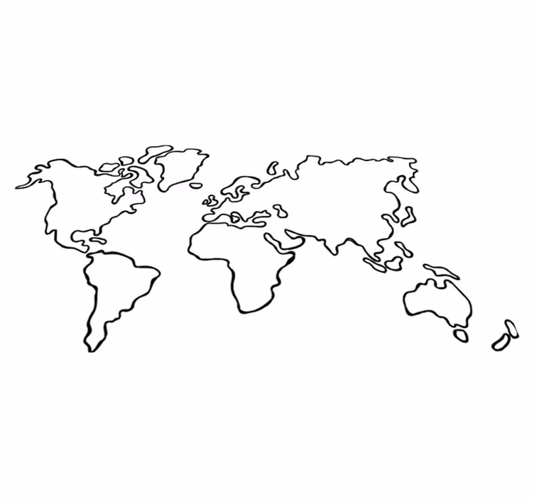 Tappeto vinile mappamondo mappa politica monocolore - TenStickers