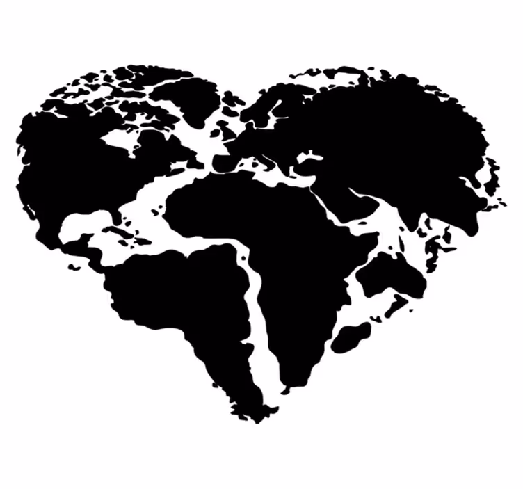 Tappeto vinile mappamondo adesivo a forma di cuore - TenStickers
