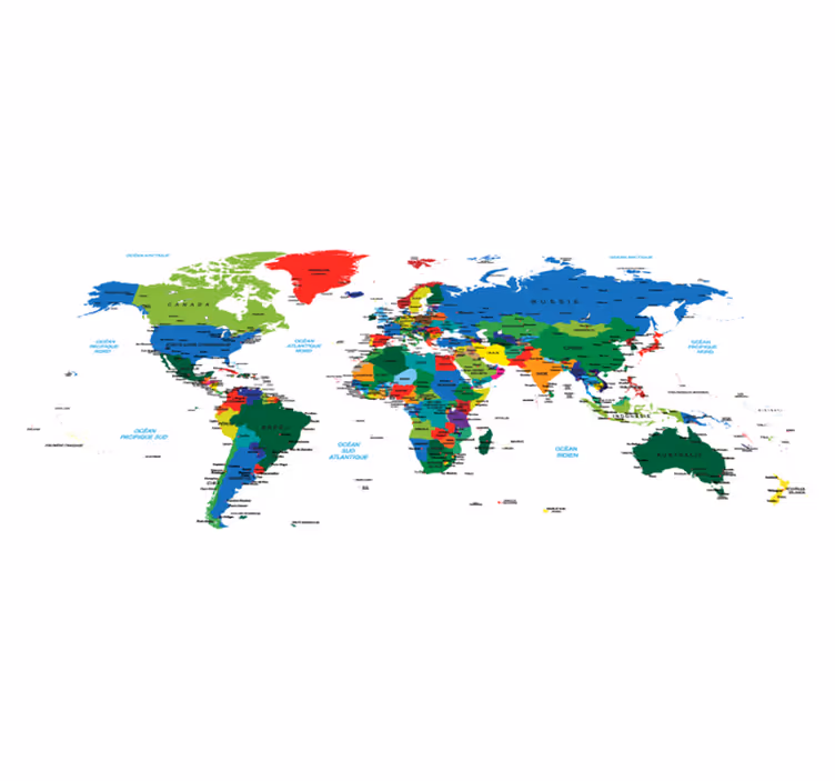 Tappeto vinile mappamondo mappa del mondo a colori - TenStickers