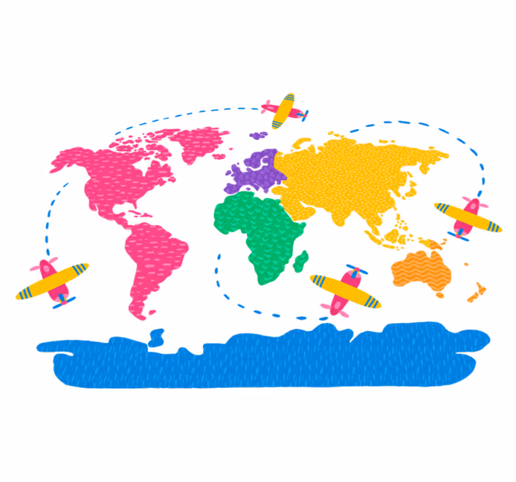 Tappeto vinile mappamondo mappa dei viaggi - TenStickers