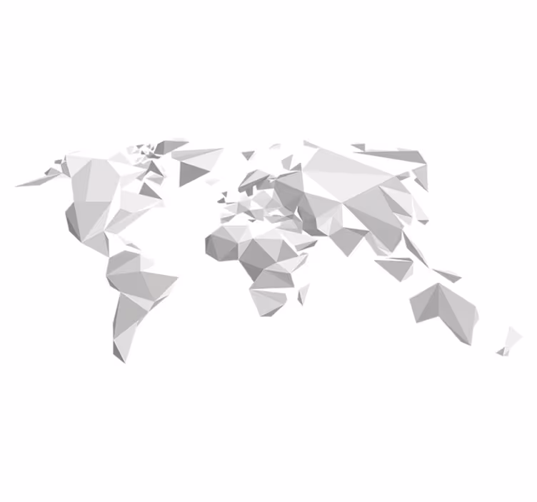 Tappeto vinile mappamondo design origami grigio - TenStickers