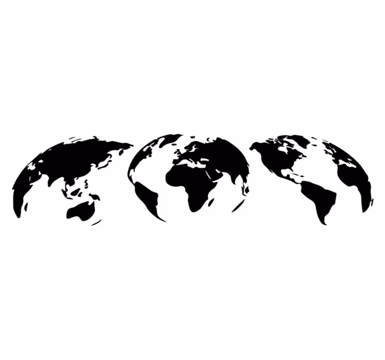 Tappeto vinile mappamondo 3 mappe della terra continente - TenStickers