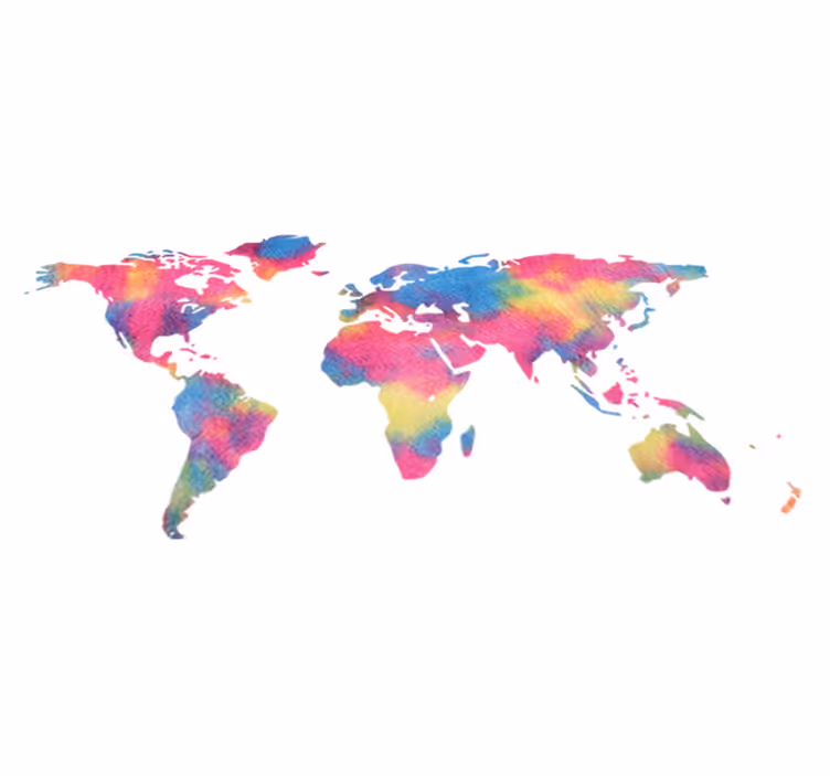 Tappeto vinile mappamondo design tie dye - TenStickers