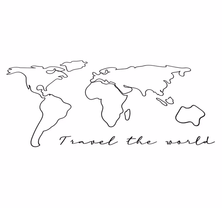 Tappeto vinile mappamondo con testo viaggio - TenStickers