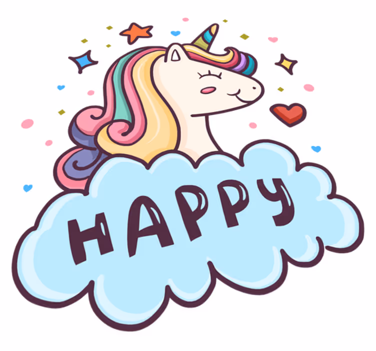 Tappeto vinile per bambini testa di unicorno tra le nuvole - TenStickers