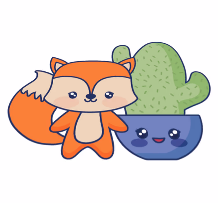 Tappeto vinile per bambini anime cactus e volpe - TenStickers