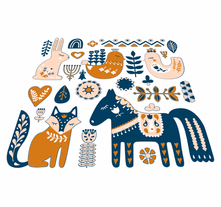 Tappeto vinile per bambini animali della foresta nordici - TenStickers
