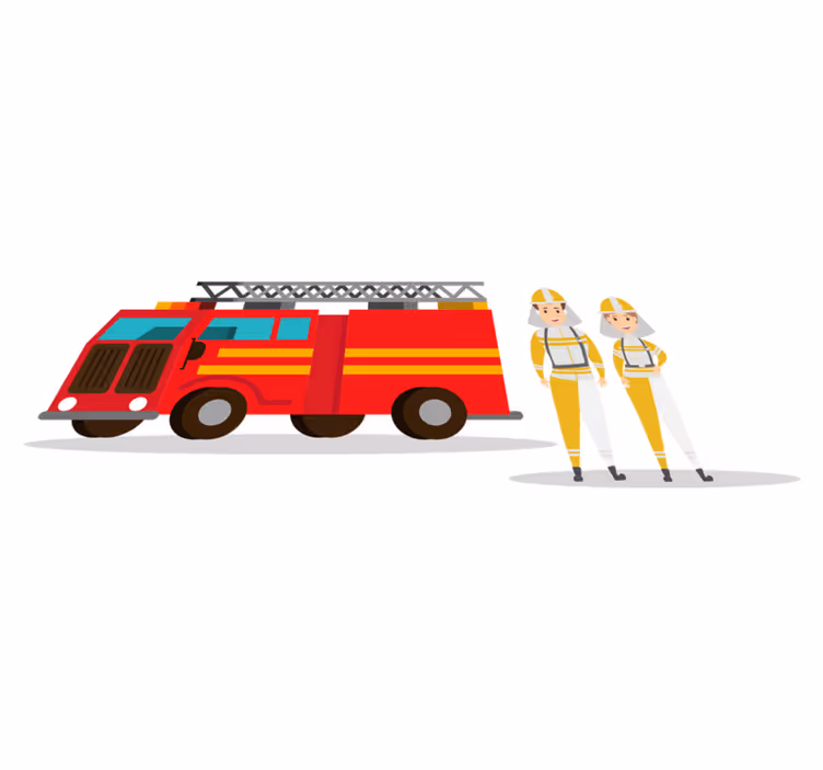 Tappeto vinile per bambini auto vigili del fuoco - TenStickers