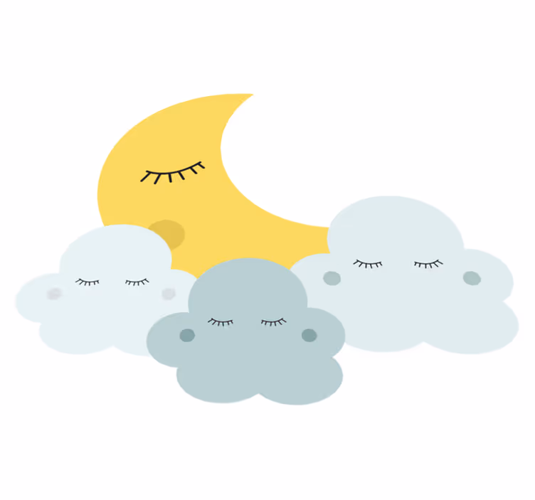 Tappeto vinile per bambini luna e nuvola felici - TenStickers
