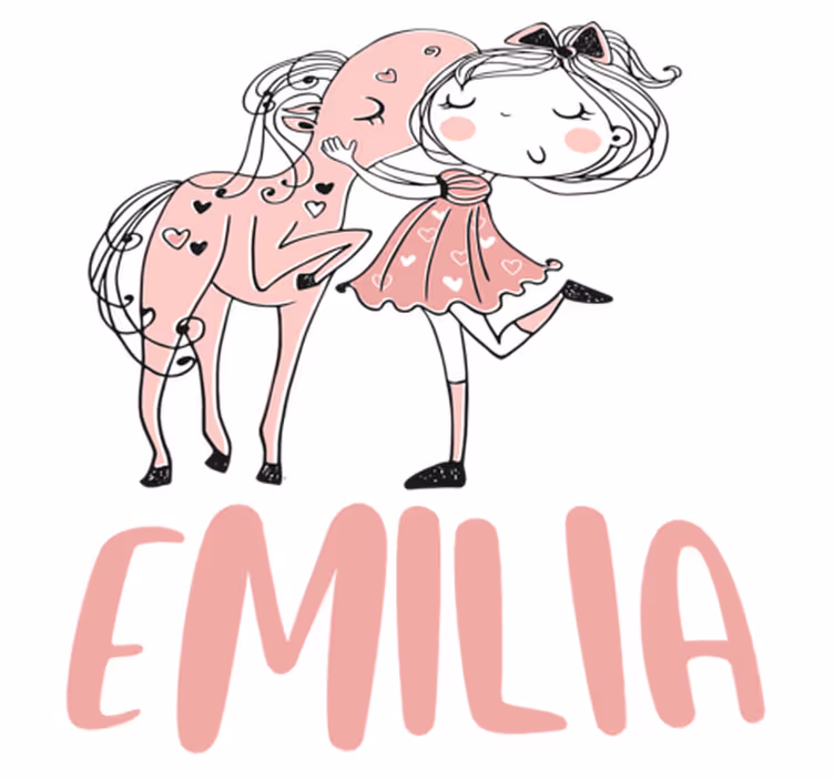 Tappeto vinile per bambini principessa con cavallo rosa - TenStickers