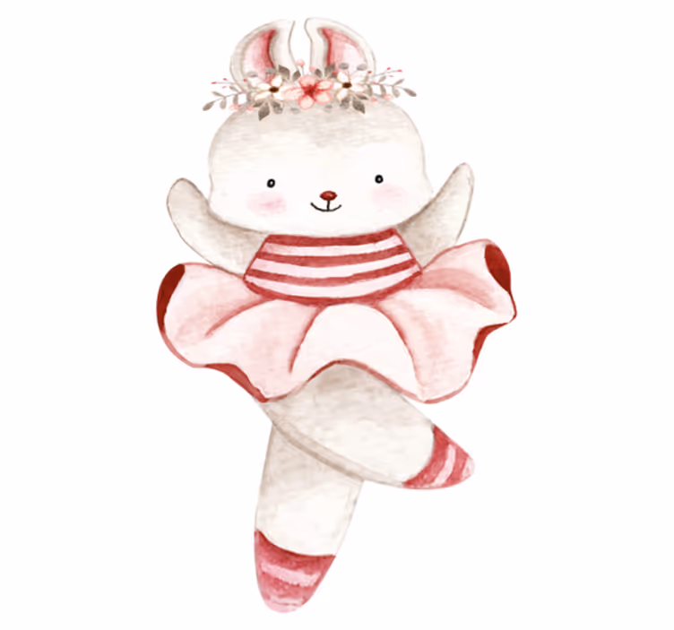Tappeto vinile per bambini coniglio ballerina in rose - TenStickers