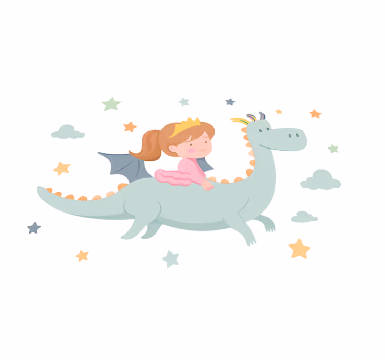 Tappeto vinile per bambini principessa sul drago - TenStickers